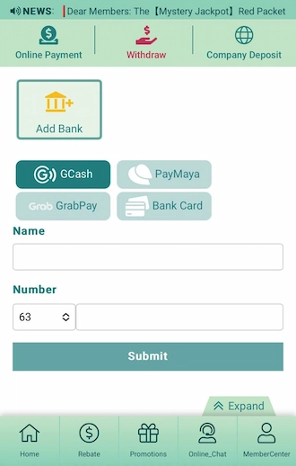 Add Withdrawal Account